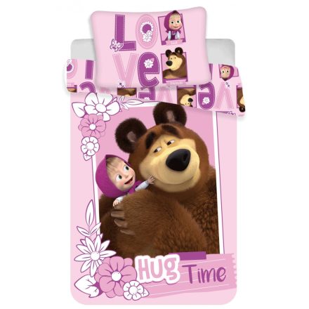 Mása és a medve Hug Time gyerek ágyneműhuzat 100x135cm, 40x60 cm