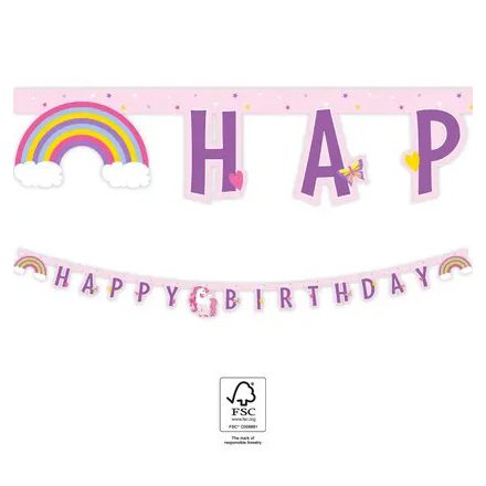 Unikornis Rainbow Colors Happy Birthday felirat FSC 2 m