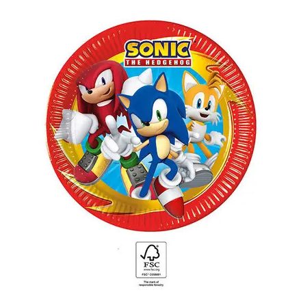 Sonic a sündisznó Sega papírtányér 8 db-os 23 cm FSC