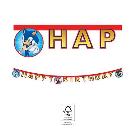 Sonic a sündisznó Sega Happy Birthday felirat FSC 2 m